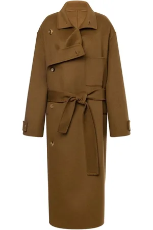 Serafini Femme, Manteaux, Brun, Taille: 40 FR Manteau marron en laine à double boutonnage