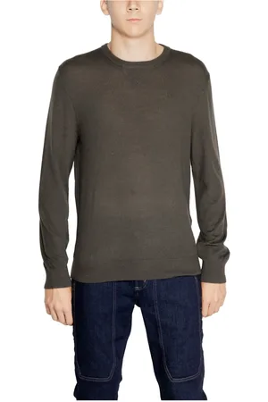 Armani Exchange Homme, Pulls, Brun, Taille: 2XL Pull Laine Marron Manches Longues Col Rond