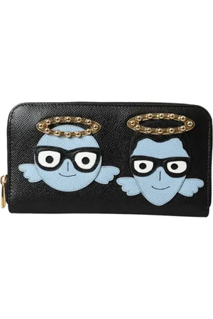Dolce & Gabbana Homme, Accessoires, Noir, Taille: ONE Size Portefeuille en Cuir de Luxe avec Motif d