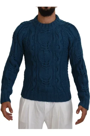Dolce & Gabbana Homme, Pulls, Bleu, Taille: L Pull bleu élégant avec col rond