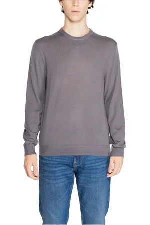 Armani Exchange Homme, Pulls, Gris, Taille: M Pull Gris Col Rond Tricoté