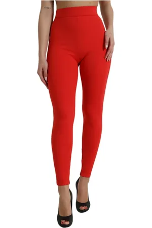 Dolce & Gabbana Femme, Pantalons, Rouge, Taille: 36 FR Leggings Taille Haute Stretch