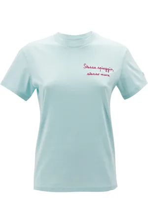 MC2 SAINT BARTH Femme, Tops, Bleu, Taille: 42 FR T-shirt en Coton Brodé Col Rond