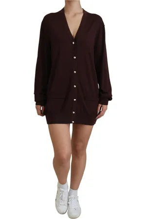 Dolce & Gabbana Femme, Pulls, Brun, Taille: 36 FR Cardigan chic marron châtaigne à col en V