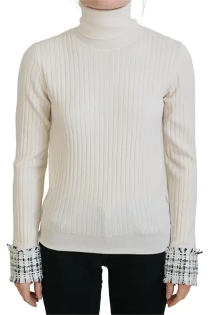 Dolce & Gabbana Femme, Pulls, Blanc, Taille: 42 FR Pull de luxe ivoire à col roulé