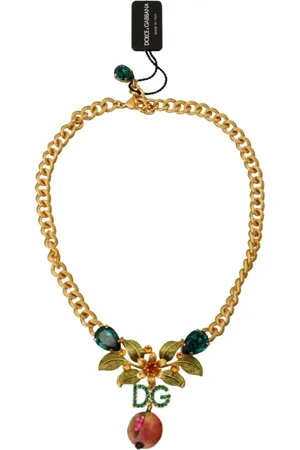 Dolce & Gabbana Femme, Accessoires, Jaune, Taille: ONE Size Collier Or Fleurs Fruits