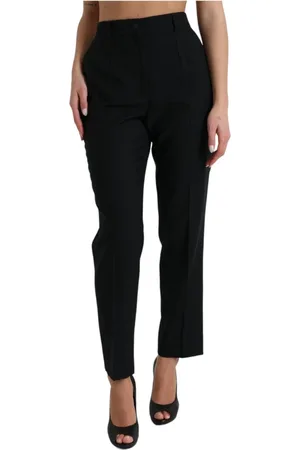 Dolce & Gabbana Femme, Pantalons, Noir, Taille: 42 FR Pantalon en Laine Noir Taille Haute