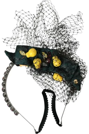 Dolce & Gabbana Femme, Accessoires, Multicolore, Taille: ONE Size Citrons Noirs Sicile Bandeau Cristal