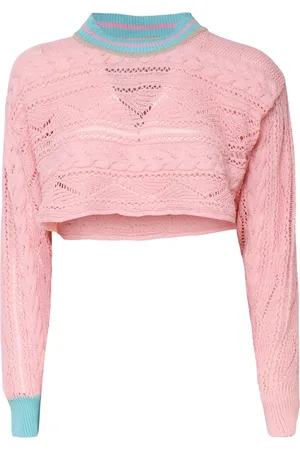 AKEP Femme, Pulls, Rose, Taille: 36 FR Pull Rose Effet Crochet Fabriqué en Italie