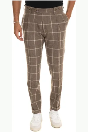 Berwich Homme, Pantalons, , Taille: S Pantalon Chino à Carreaux avec Ventilation de Tailleur