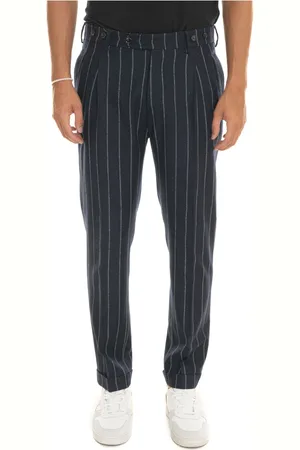 Berwich Homme, Pantalons, Bleu, Taille: 2XL Pantalon Chino à Rayures avec Ventilation de Tailleur