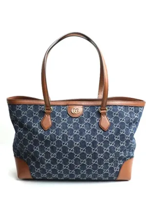 Gucci Femme, Pre-owned, Bleu, Taille: ONE Size Pre-owned Denim sacs-gucci