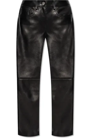 VERSACE Femme, Pantalons, Noir, Taille: 36 FR Pantalon en cuir avec logo