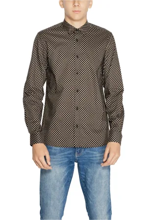 Antony Morato Homme, Chemises, Brun, Taille: S Chemise Marron Géométrique en Coton Fermeture Boutons