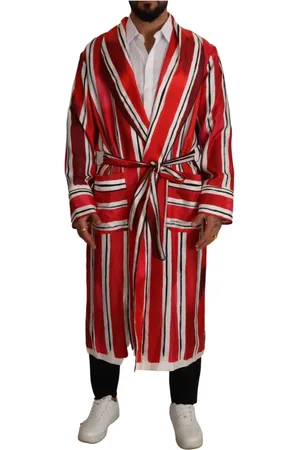 Dolce & Gabbana Homme, Vêtements de nuit et de détente, Multicolore, Taille: S Peignoir de Luxe en Soie Rayée