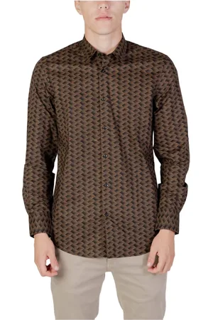 Antony Morato Homme, Chemises, Brun, Taille: S Chemise Marron à Manches Longues Boutonnée