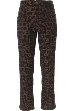 Moschino Homme, Pantalons, Brun, Taille: M Pantalon en Coton avec Logo Jacquard Marron