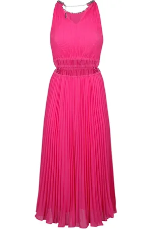 Michael Kors Femme, Robes, Rose, Taille: 40 FR Robe Midi Plissée Fuchsia