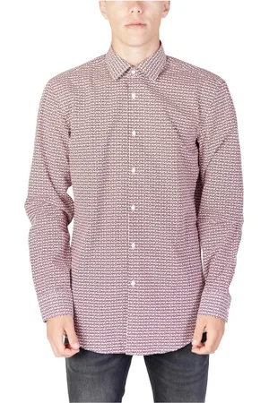 HUGO BOSS Homme, Chemises, Rouge, Taille: M Chemise à Manches Longues Imprimée Rouge