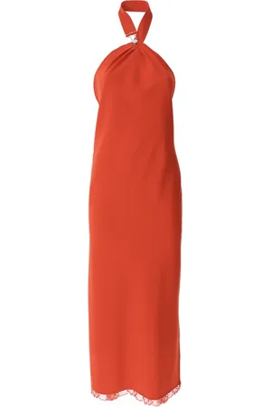 Moschino Femme, Robes, Rouge, Taille: 40 FR Robe Longue Rouge en Cady avec Bretelle au Cou