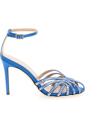 SEMICOUTURE Femme, Chaussures, Bleu, Taille: 38 EU Rhinestone Embellished Stiletto Heel Sandales