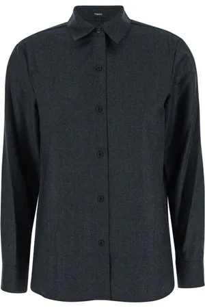 THEORY Femme, Blouses et Chemises, Gris, Taille: 42 FR Chemise Grise Manche Droite