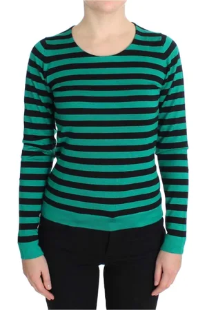 Dolce & Gabbana Femme, Pulls, Vert, Taille: 34 FR Pull de Luxe Rayé en Cachemire et Soie