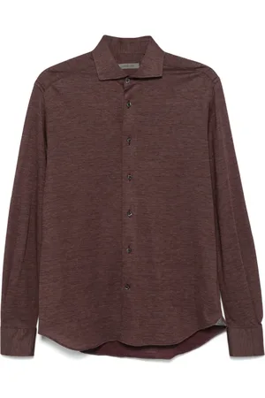 corneliani Homme, Chemises, Violet, Taille: L Chemise en Laine et Lyocell