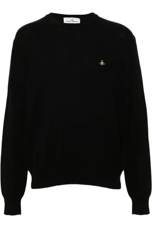 Vivienne Westwood Homme, Pulls, Noir, Taille: S Pull en Tricot Noir Logo Orb