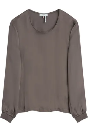 Cinque Femme, Blouses et Chemises, Brun, Taille: 40 FR Chemise en Satin avec Éléments de Design Classiques