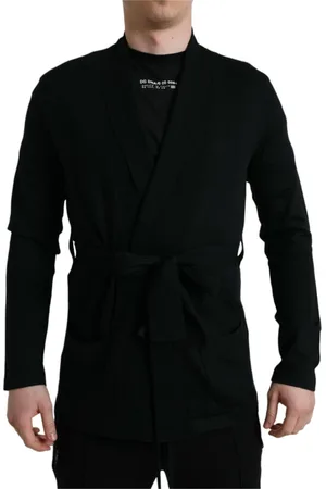 Dolce & Gabbana Homme, Vêtements de nuit et de détente, Noir, Taille: M Peignoir de Luxe en Cachemire Noir avec Ceinture à la Taille