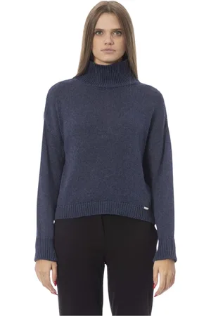 BALDININI Femme, Pulls, Bleu, Taille: 40 FR Pull à col volcan manches longues