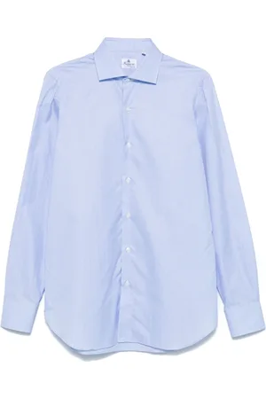 Finamore Homme, Chemises, Bleu, Taille: XL Chemise en coton italienne, 100% coton