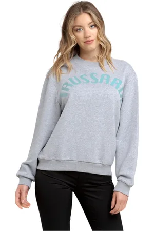 Trussardi Femme, Sweatshirts et sweats à capuche, Gris, Taille: 40 FR Sweat Oversize Décontracté Col Rond