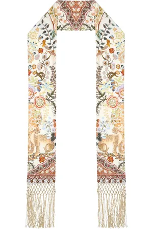Camilla Femme, Accessoires, Multicolore, Taille: ONE Size Foulard en Soie avec Motifs de Lotus