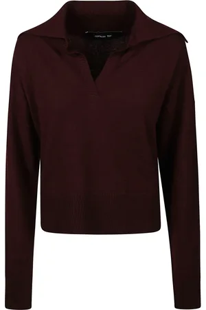 FEDERICA TOSI Femme, Pulls, Brun, Taille: 38 FR Pull à col polo élégant