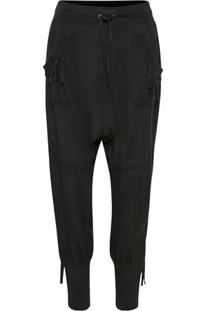 Cream Femme, Pantalons, Noir, Taille: 42 FR Pantalon noir à taille côtelée