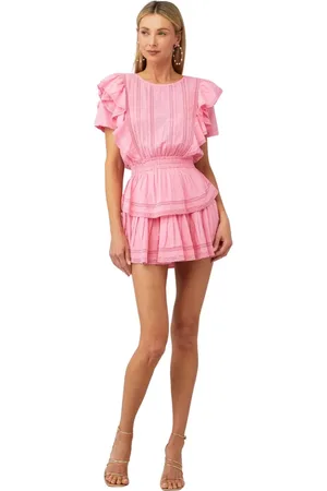 LOVESHACKFANCY Femme, Robes, Rose, Taille: 40 FR Robe Natasha avec Taille Élastique