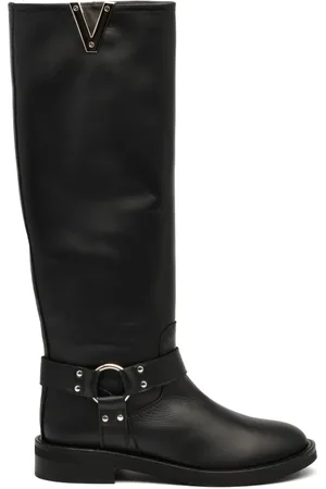 Via Roma Femme, Chaussures, Noir, Taille: 37 1/2 EU Botte en Cuir Noir