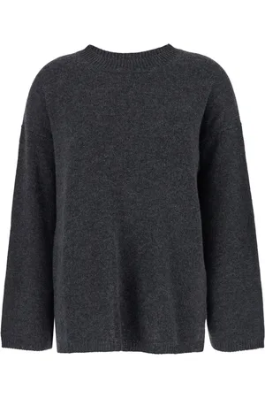 Allude Femme, Pulls, Gris, Taille: 38 FR Pull Col Rond en Cachemire Gris