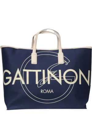 Gattinoni Femme, Sacs, Bleu, Taille: ONE Size Sac Shopping Logo Élégant pour Femmes