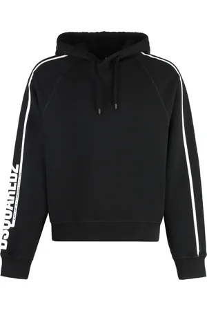 Dsquared2 Homme, Sweatshirts et sweats à capuche, Noir, Taille: XL Sweat à Capuche en Coton avec Manches Raglan