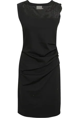 Kaffe Femme, Robes, Noir, Taille: 44 FR Robe Noire Profonde avec Détails en Dentelle