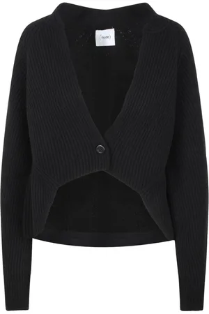 NUDE Femme, Pulls, Noir, Taille: 38 FR Cardigan Mini Côtelé Tricoté