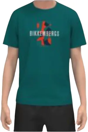 Bikkembergs Homme, Tops, Vert, Taille: L T-Shirt Homme avec Logo Imprimé