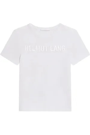 Helmut Lang Femme, Tops, Blanc, Taille: 40 FR T-shirt en coton avec logo en relief