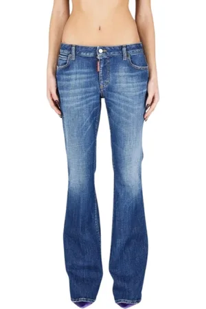 Dsquared2 Femme, Jeans, Bleu, Taille: 36 FR Jean Évasé en Coton Stretch avec Logo