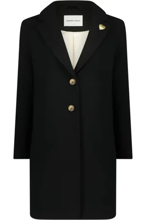 Fabienne Chapot Femme, Manteaux, Noir, Taille: 40 FR Manteau Classique Noir avec Broche Coeur