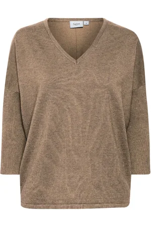 Saint Tropez Femme, Pulls, Brun, Taille: 42 FR V-N Pullover Sweater Atmos Melange