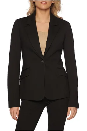 Guess Femme, Vestes, Noir, Taille: 36 FR Logo Button Blazer - Noir Slim Fit